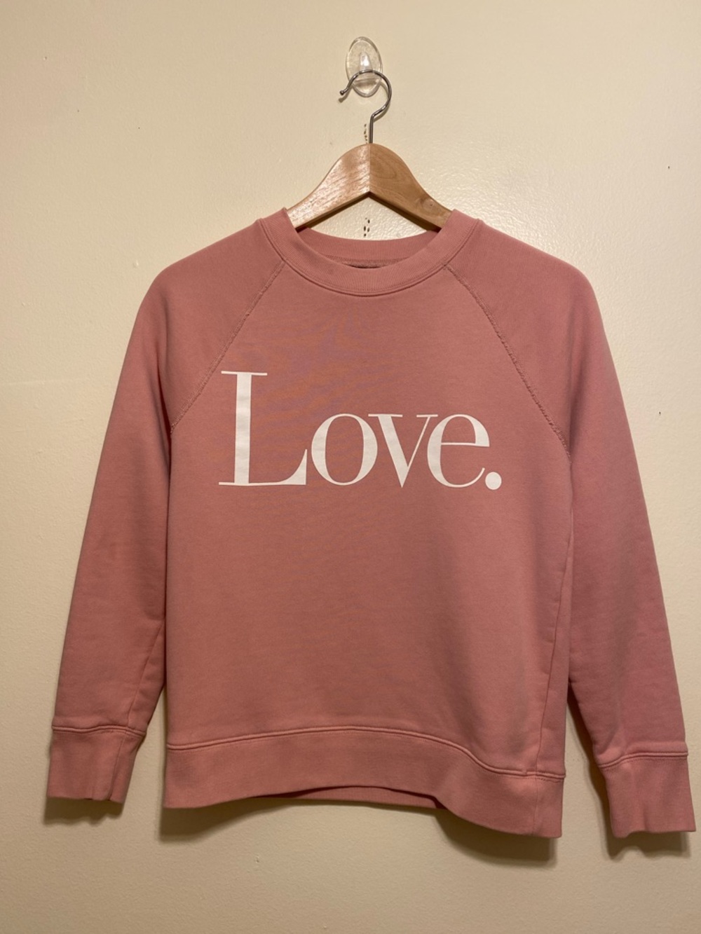 J. Crew Dusty Rose "Love." Crewneck Sweater